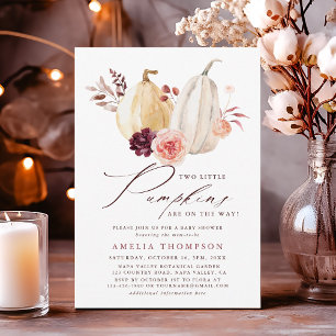Twin Pumpkins Fall Baby Shower Inbjudningar
