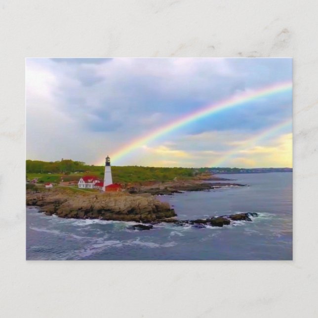 Twin Rainbows och Lighthouse Vykort (Framsida)