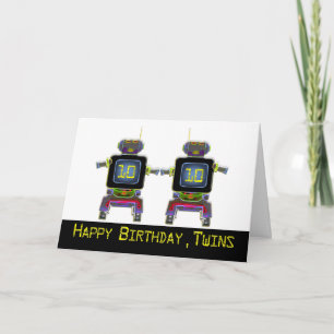 Twin Robot Birthday 10-årig Kort
