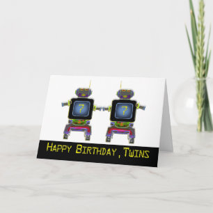 Twin Robot Birthday 7-åring Kort