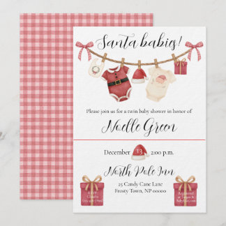 Twin Santa Babies Baby Shower Invitation Inbjudningar