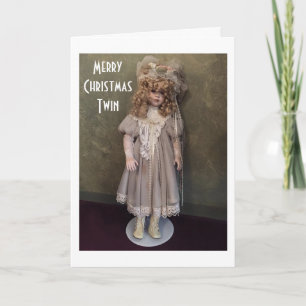 TWIN SISTER KÄRLEK AT CHRISTMAS=VICTORIAN DOLL HELGKORT