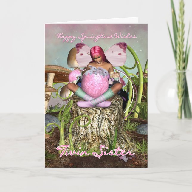 Twin Sister - Springtime Fairy Påsk Card - Fairy Helgkort (Framsida)