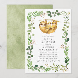 Twin Sloth Baby Shower Invitation Inbjudningar