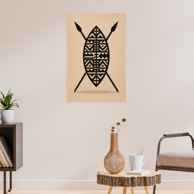 "Twin Spears | Traditional African Weapon Wall Art Poster (Vardagsrum 3)