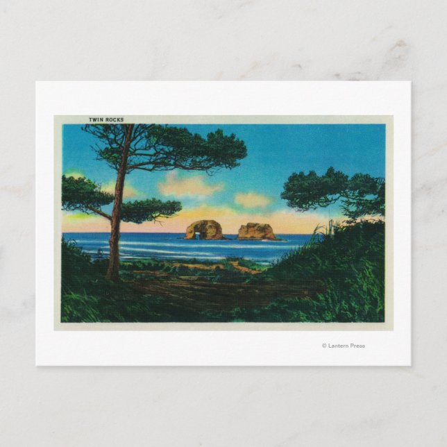 Twin Sten på Oregon CoastCoast Vykort (Framsida)