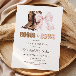 TWIN-stövlar & rosetter Baby Shower-inbjudan Inbjudningar