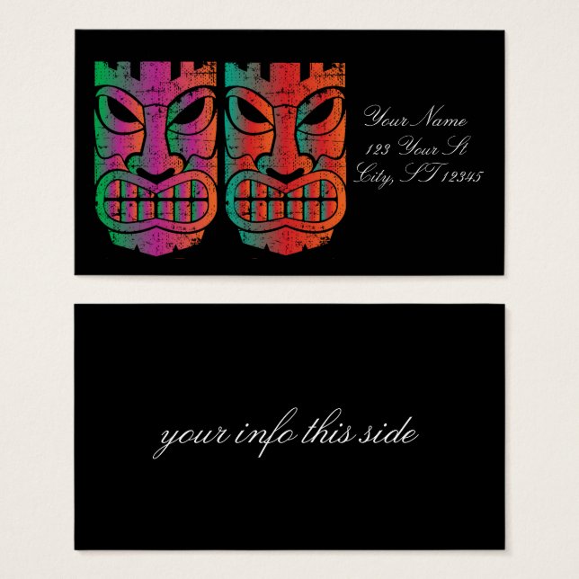 Twin Tiki Sculpture Thunder_Cove Visitkort (Framsida & baksida)