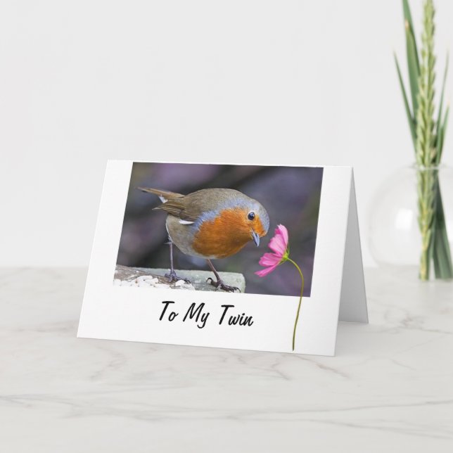 TWIN "TWEET" DIG I GRATTIS PÅ FÖDELSEDAGEN KORT (Framsida)