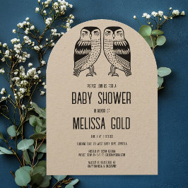 Twin Uggla Cute BABY SHOWER ANPASSNINGSBAR Arched Inbjudningar