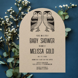 Twin Uggla Cute BABY SHOWER ANPASSNINGSBAR Arched Inbjudningar