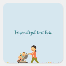 Twin Vår Walk Sticker Fyrkantigt Klistermärke