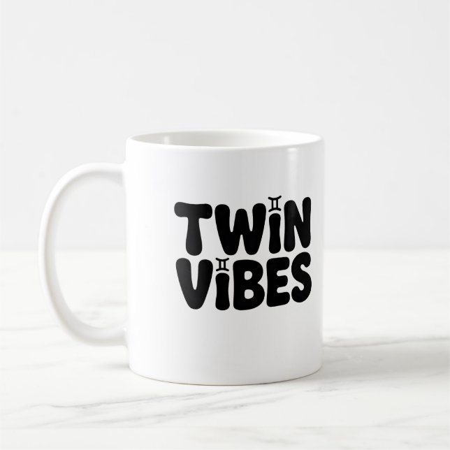 Twin Vibes Mugg - Gemini Zodiac Coffee Kopp (Vänster)