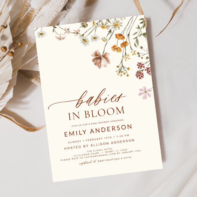 Twin Wildblomma Spädbarn i Bloom Baby Shower Inbjudningar (Skapare uppladdad)