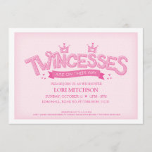 Twincess Twin Girls Baby Shower-inbjudan (Rosa)