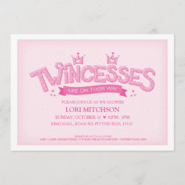 Twincess Twin Girls Baby Shower-inbjudan (Rosa) Inbjudningar