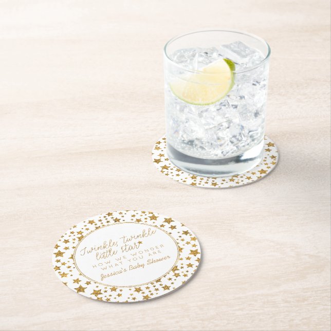 Twink, Twinkle Little Star Baby Shower Underlägg Papper Rund (Insitu)