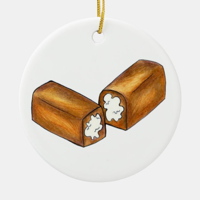 Twinkie Cream-Filled Snack Cake Food Foodie Gift Julgransprydnad Keramik (Framsidan)