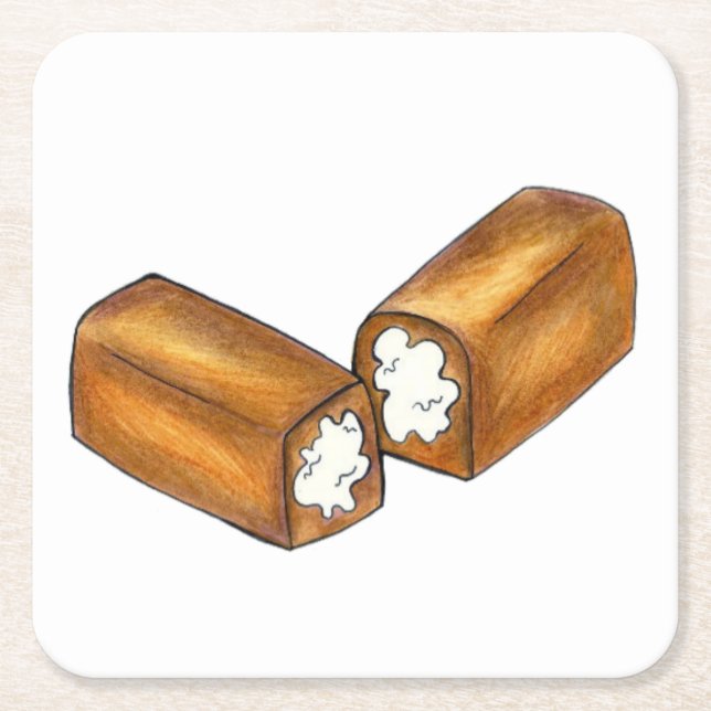 Twinkie Cream-Filled Snack Cakes Sunk Food Foodie Underlägg Papper Kvadrat (Framsidan)