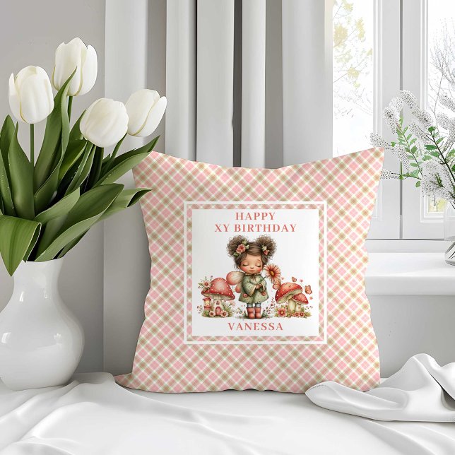 Twinkle Änglar Rosa Blommor Födelsedag Kuddcover f Kudde (Twinkle Fairy Pink Flowers Birthday Throw Pillow)