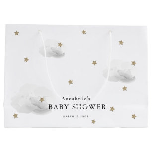 Twinkle Guld Stars & Grått Clouds Baby Shower