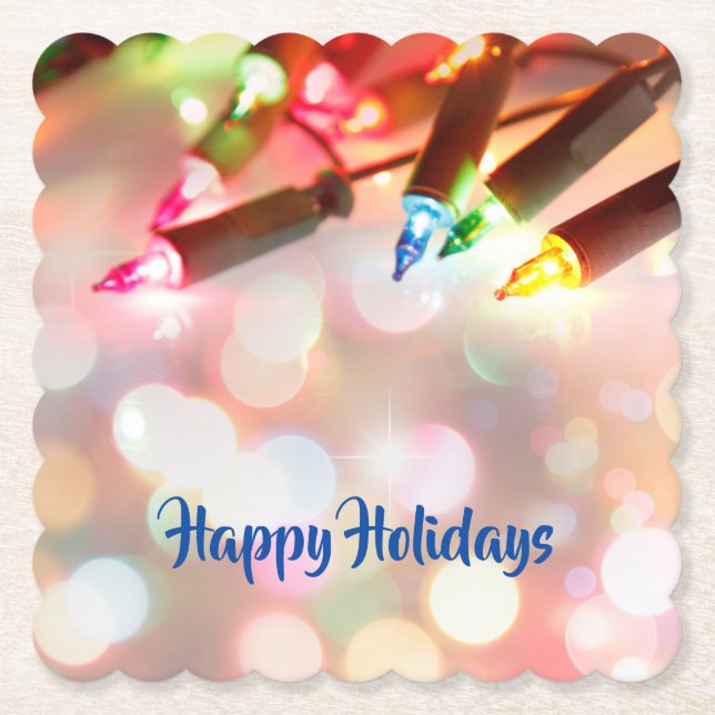 Twinkle-jul med flera färgader i Ljus, bokeh, Underlägg Papper (Framsida)