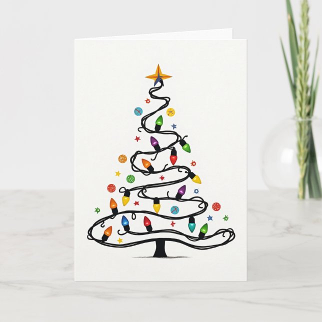 Twinkle Lights Christmas Tree Card Kort (Framsida)