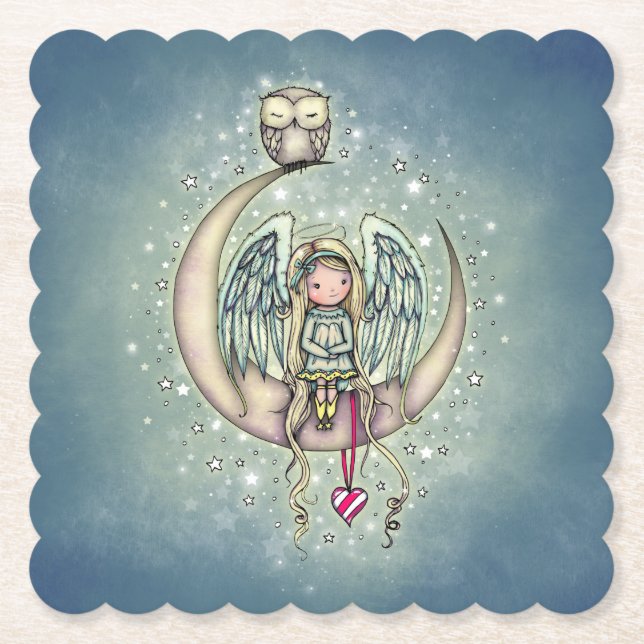 Twinkle Little Angel och Uggla Illustrated Art Underlägg Papper (Framsida)