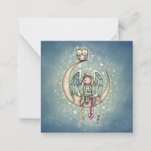 Twinkle Little Angel och Uggla Illustrerad Konst Anteckningskort