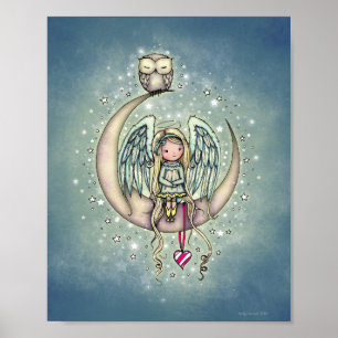 Twinkle Little Angel och uggla Illustrerad Konst Poster