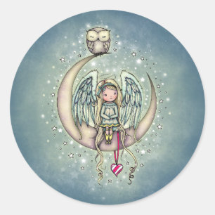Twinkle Little Angel och Ugglans Illustrerade Kons Runt Klistermärke