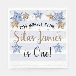 Twinkle Little Star 1:a födelsedag Blå Guld Napkin Pappersservett