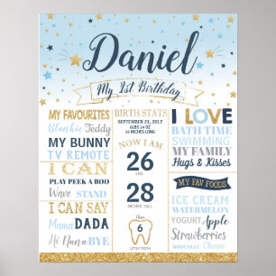 Twinkle Little Star 1-års firande Milstolpar Stati Poster
