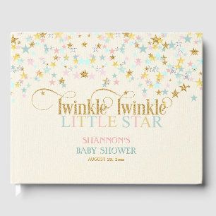 Twinkle Little Star Baby Guld Aqua Rosa Gästböcker