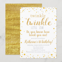 Twinkle Little Star Baby Guld Girls Birthday