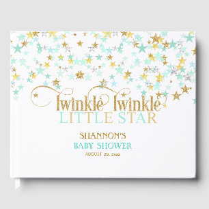 Twinkle Little Star Baby Guld Mintgrön Gästböcker