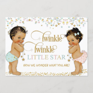 Twinkle Little Star Baby Könsbestämning Etnisk Inbjudningar