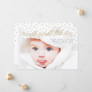 Twinkle Little Star Baby Photo Birth Notice Meddelande