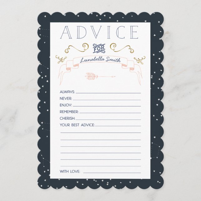 Twinkle Little Star Baby Shower Adapter Rådkort (Framsida)