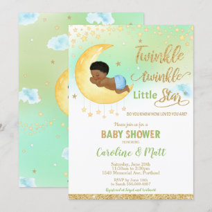 Twinkle Little Star Baby Shower African American Inbjudningar