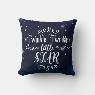 Twinkle Little Star Baby Shower Blå Guld Stjärnig Kudde