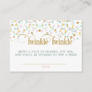 Twinkle Little Star Baby Shower Blöja Lotteri Tilläggskort