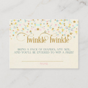 Twinkle Little Star Baby Shower Blöja Lotteri Tilläggskort