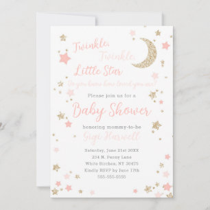 Twinkle Little Star Baby Shower Girl Inbjudningar