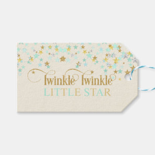 Twinkle Little Star Baby Shower Mintgrön Presentetikett