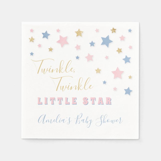 Twinkle Little Star Baby Shower Napkin Pappersservett (Framsidan)