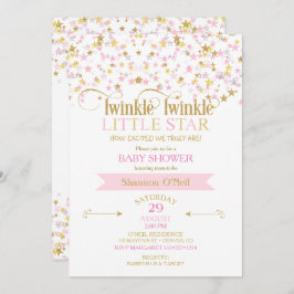 Twinkle Little Star Baby Shower Rosa Guld Inbjudningar