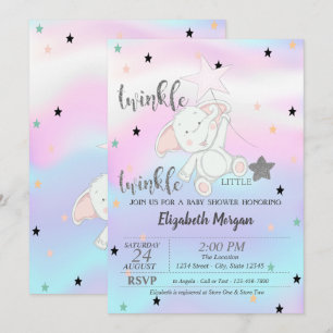 Twinkle Little Star, Björn Holografisk Baby Shower Inbjudningar
