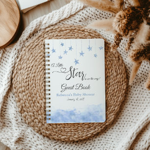 Twinkle Little Star Blå Barnkalas Gästbok Anteckningsbok