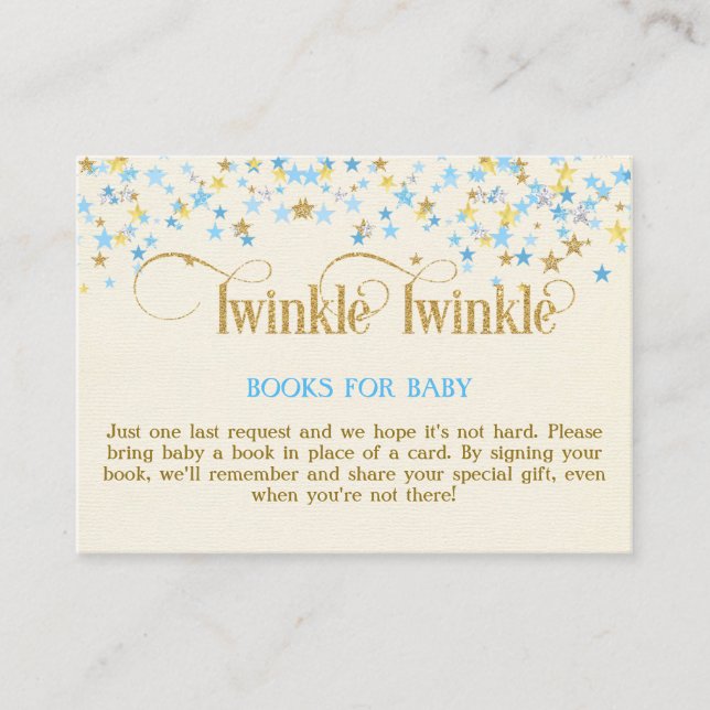 Twinkle Little Star Blå Guld Bok Rekommendationsko Tilläggskort (Framsida)